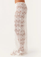 Mika Low Rise Crochet Maxi Skirt - White