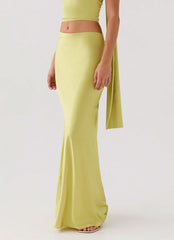 Josefina Satin Maxi Skirt - Chartreuse