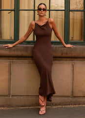 Dove High Neck Maxi Dress - Chocolate