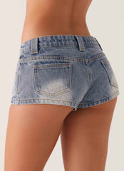 Headland Low Rise Denim Shorts - Light Wash Blue