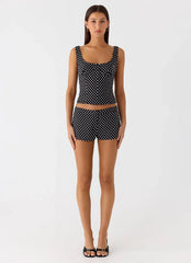 Coastline Bustier Top - Black Polkadot