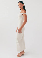 Arabella Twist Shoulder Maxi Dress - Beige