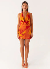 Solar Beam Cowl Mini Dress - Serene Orange