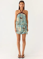 Switch Up Halter Mini Dress - Aqua Blur