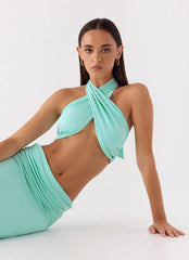 Coletta Wrap Top - Aqua