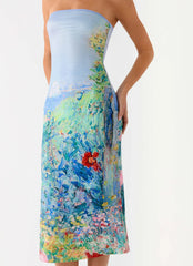 Niko Strapless Midi Dress - Spring Garden
