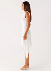 Rylee One Shoulder Midi Dress - White