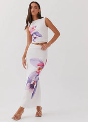 Waiting For Dawn Mesh Maxi Skirt - White
