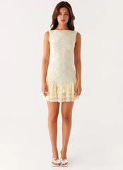 Manuka Ruffle Mini Dress - Yellow