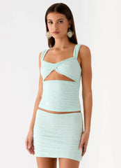 Lea Lace Mini Skirt - Blue