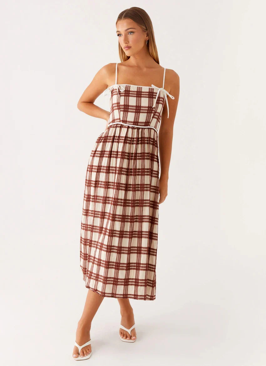 Shyanne Midi Dress - Chocolate Check