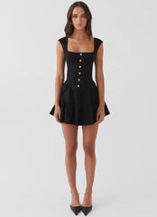 Isabella Denim Bustier Dress - Black
