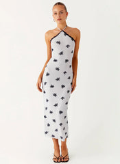 Nestel Flock Halter Midi Dress - Lilac