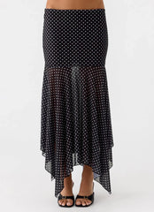 Buffy Maxi Skirt - Black Polkadot