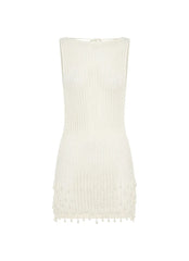 Miracle Beaded Crochet Mini Dress - Ivory
