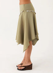 Zafira Midi Skirt - Pale Olive