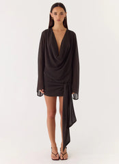 Sorrel Long Sleeve Mini Dress - Chocolate