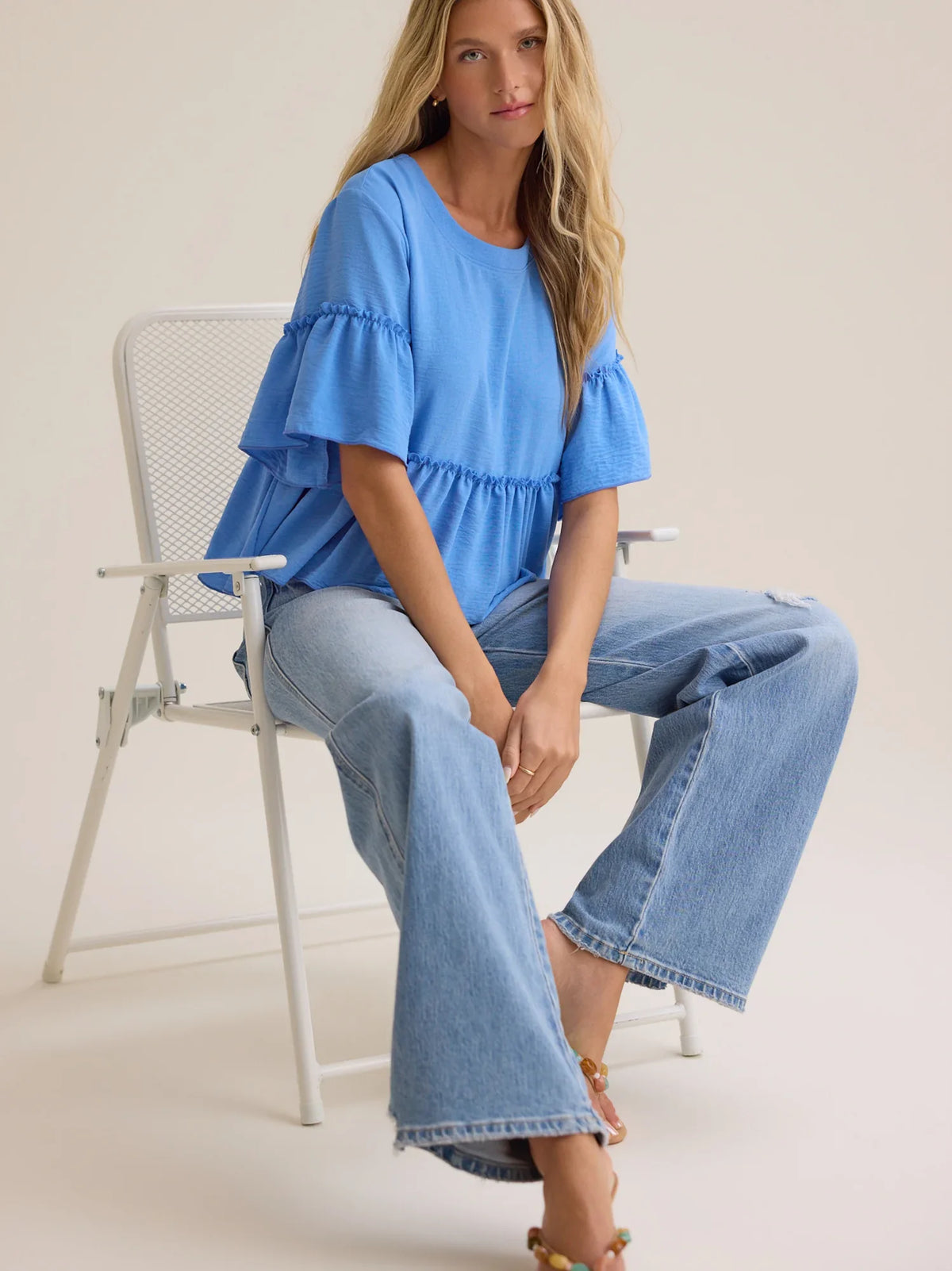 Jackie Ruffle Sleeve Top