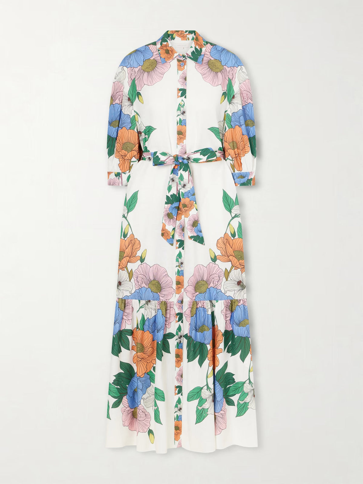 Bianca linen-blend  floral midi dress