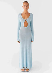 Seascape Crochet Maxi Dress - Blue