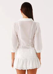 Frida Broderie Top - White
