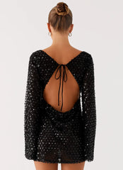 Edessa Sequin Mini Dress - Black
