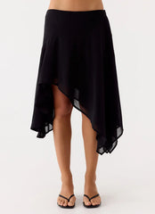 Kia Low Rise Asymmetrical Midi Skirt - Black