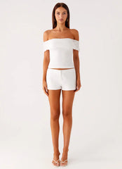 Tabby Off Shoulder Top - White