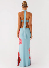 Time To Dance Maxi Dress - Turquoise Bloom