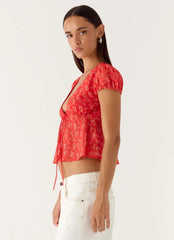 Ailani Top - Magenta Red Rose
