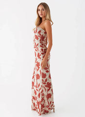 Dearest Maxi Dress - Red Green Floral