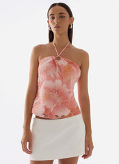 Julienne Beaded Top - Coral