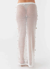 Lovina Shell Knit Maxi Skirt - White