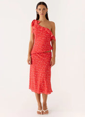 Calia Midi Skirt - Magenta Red Rose