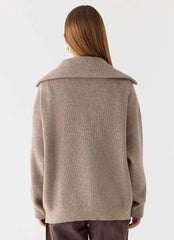 Eirena Quarter Zip Knit Sweater - Tan