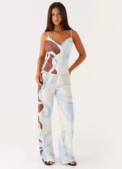 Deacon Low Rise Pants - Bloom Wave Print