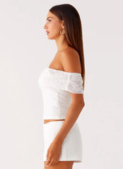Tabby Off Shoulder Top - White