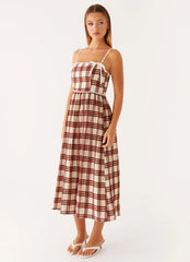 Shyanne Midi Dress - Chocolate Check
