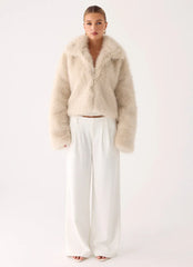 Moonscapes Faux Fur Jacket - Ivory