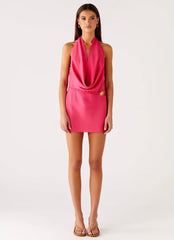 Halia Cowl Mini Dress - Watermelon