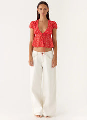 Ailani Top - Magenta Red Rose
