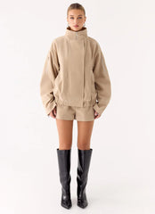 Marlow Faux Suede Jacket - Cream