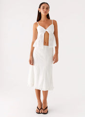 Alec Midi Skirt - White