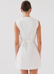 Castello Fiore Linen Mini Dress - White