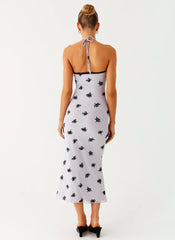 Nestel Flock Halter Midi Dress - Lilac