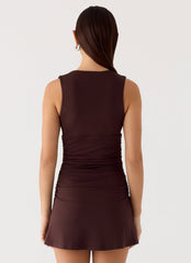 Cherry Sky Mini Dress - Chocolate