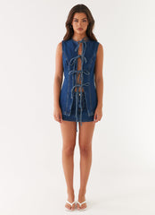 Maysa Low Rise Mini Skirt - Dark Blue