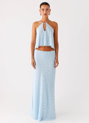 Mena Chiffon Spot Top - Blue