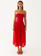 Domino Effect Midi Dress - Red