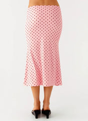 Bahama Low Rise Midi Skirt - Strawberry Dot